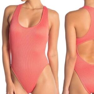 Bikini Lab ribbed Thym coral one piece bathing suit